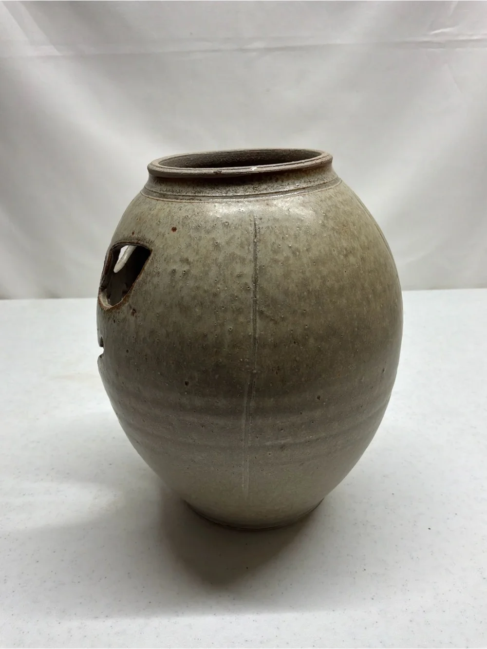 Handcrafted Gray Ceramic Pottery Jack-O'-Lantern Funny Face